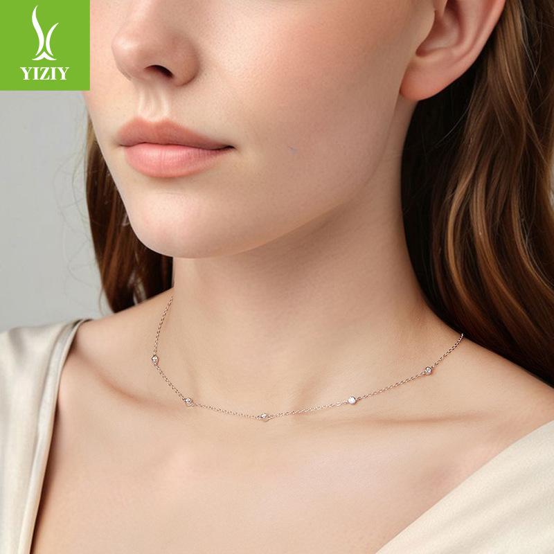 Simple Moissanite Collarbone Chain Simple Classic High-End S925 Sterling Silver Necklace Collarbone Chain