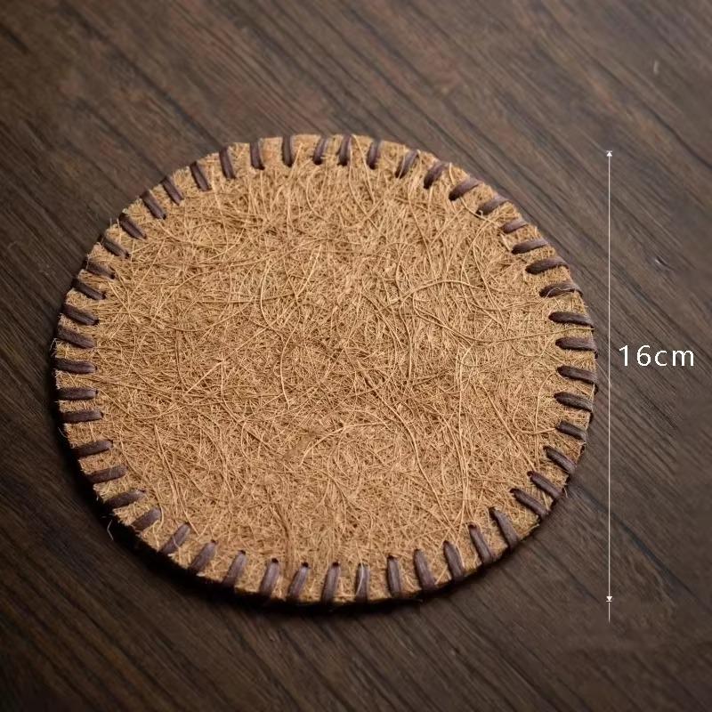 8/10/13/16cm Bristle Tea Coaster Round Handmade Household Anti-scalding Insulated Table Mat Thermal Pad Tea Ceremony Accessories