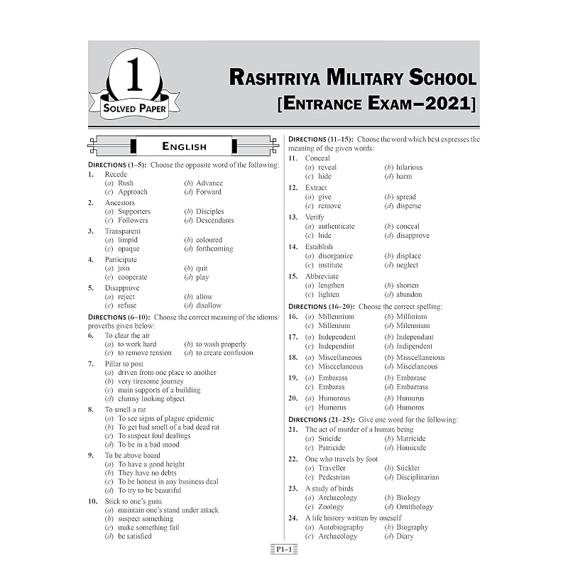 Rashtriya Military School (RMSCET) Class 6 Practice Set Preparation Book for Entrance Exam 2023 (English Medium)
