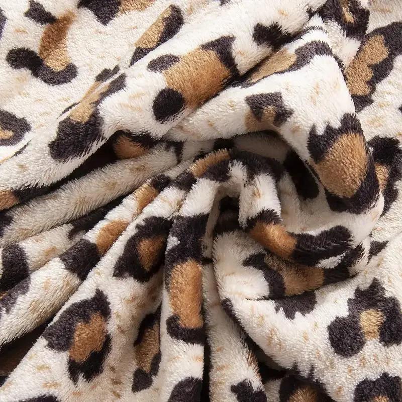 Super Soft Coral Fleece Flannel Blanket Leopard Stripe Printed Sofa Bedspread Plaid Design For Comfortable Home Living