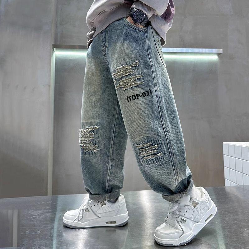 Boys' Jeans Spring and Autumn Styles Children's Pants Long Pants Cool and Trendy Pants