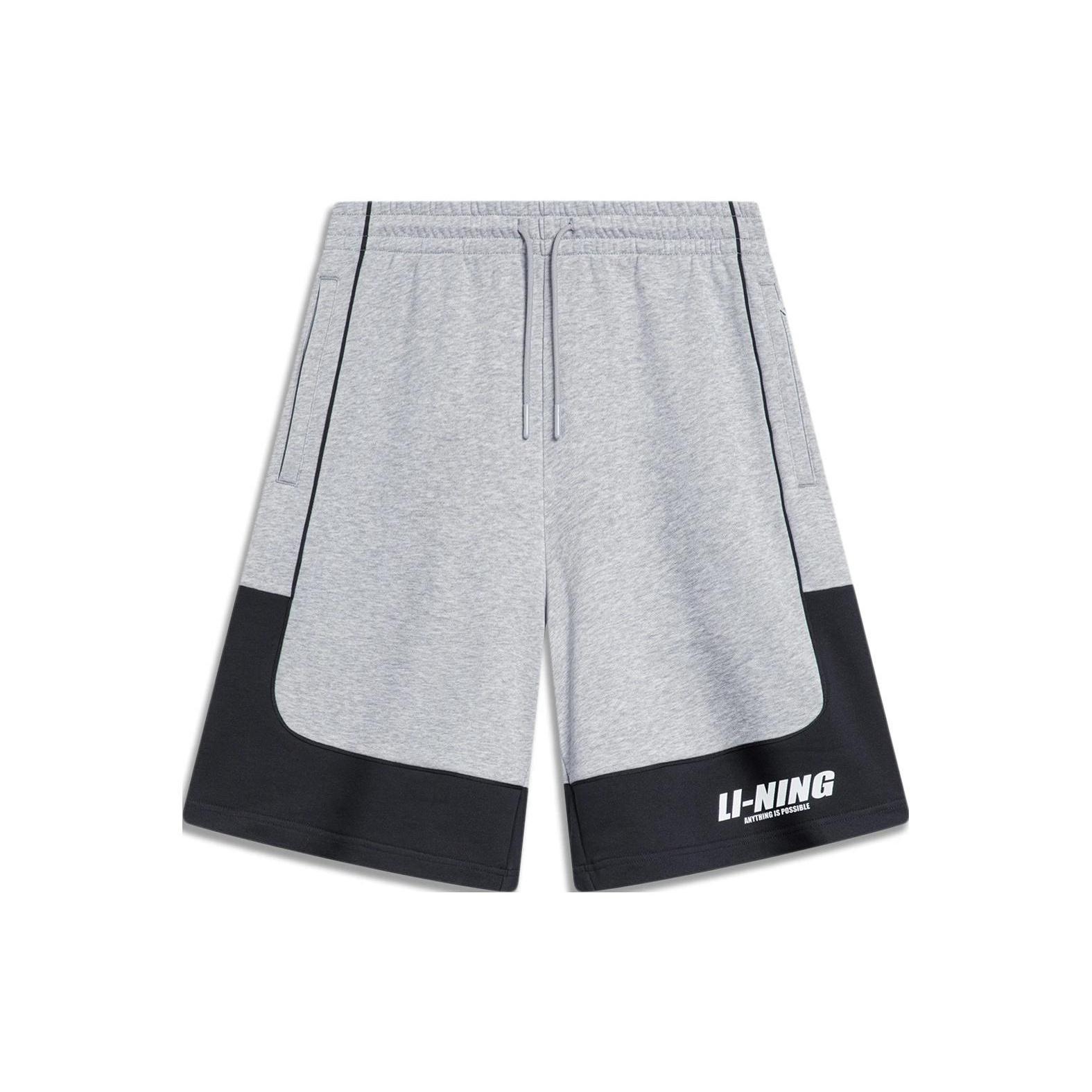 Li-Ning Graphic Color Block Shorts Grey Navy Men s AKST599-1 XL