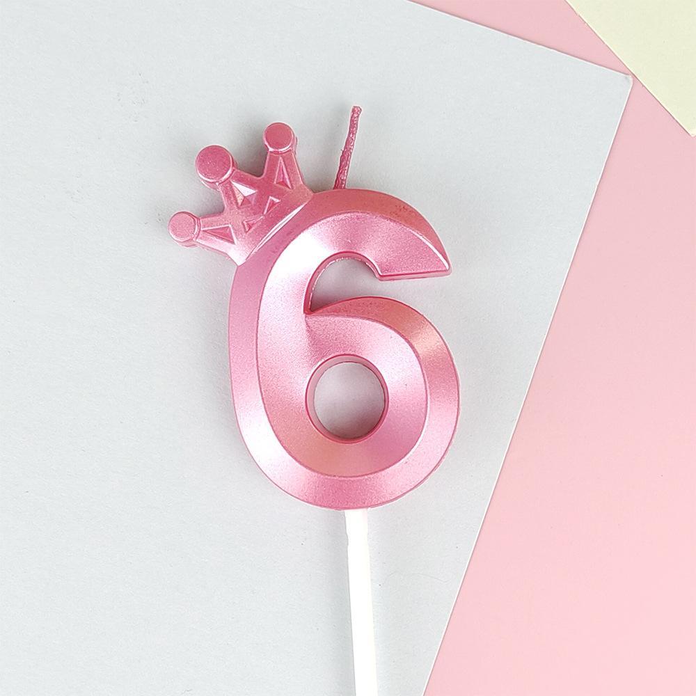 Pink Macaron Candy Color 0-9 Birthday Party Cake Decoration Baking Plug-in Creative Age Digital Candle