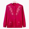 Middle-aged and old embroidered knitted sweater jacket grandma top cardigan long-sleeved sweater casual mom outfit old lady clothes