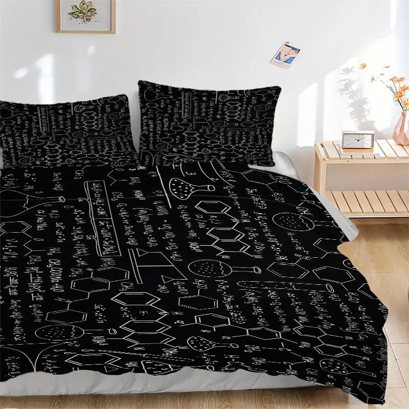 3pcs Chemical Formulas and Symbols Quilt Cover Set, Soft and Cozy Bedroom