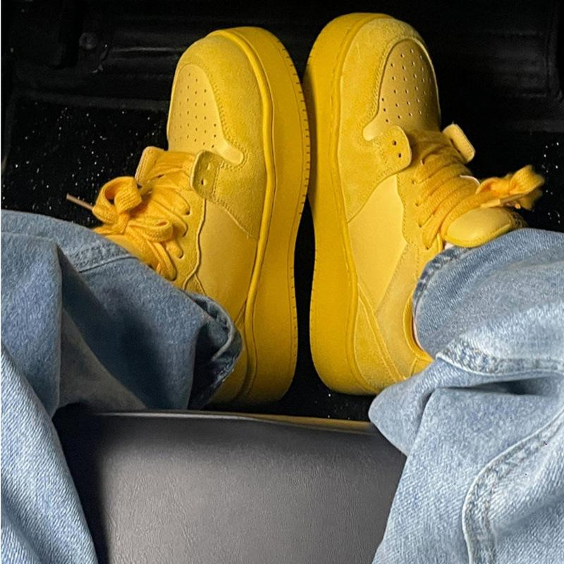 Piattaforma dopamina rialzo scarpe breadboard versatili donna ins marea 2025 estate nuove gialle versione coreana scarpe casual cm giallo