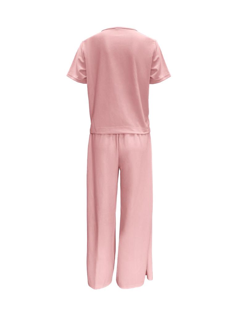 Plus Size Casual Short Sleeve Sportswear Set - Spring/Summer Fashion