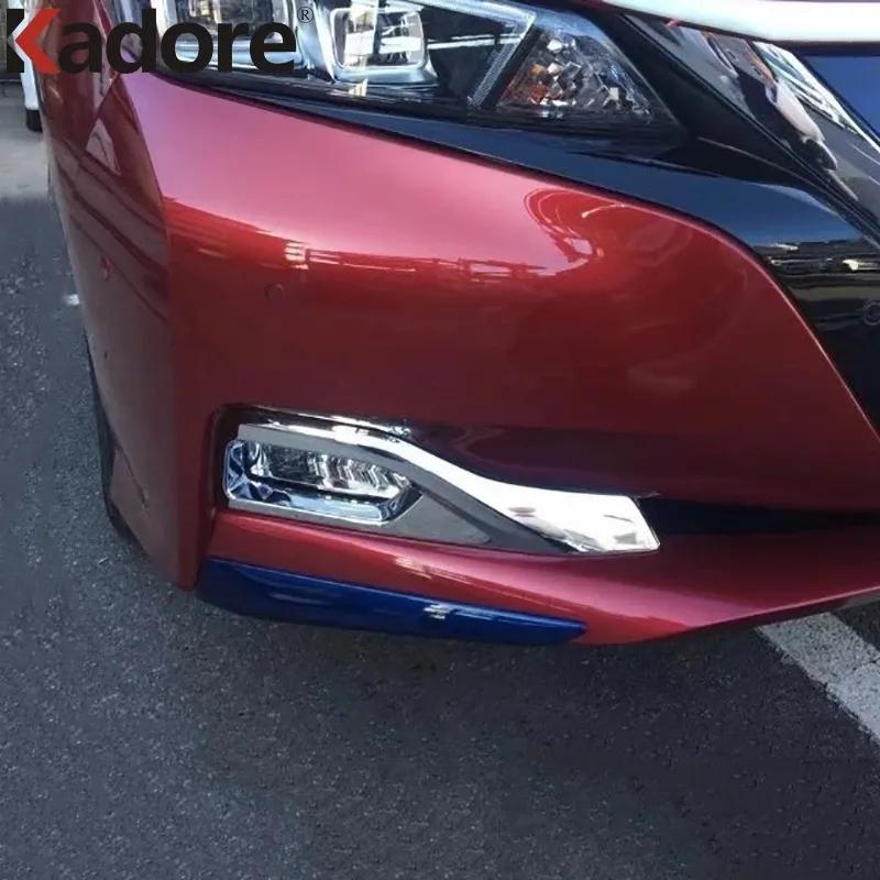 For Nissan Leaf 2017 2018  Chrome Front Fog Light Lamp Cover Trim Foglight Molding Garnish Bezel Trims Car Accessories