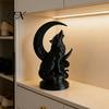 Figurina di Lupo Nero Opaco Scultura Ululante Stampata in 3D con Base a Luna Crescente, Finitura in PLA ad Alta Densità Arte da Collezione, Statua Gotica per Libreria