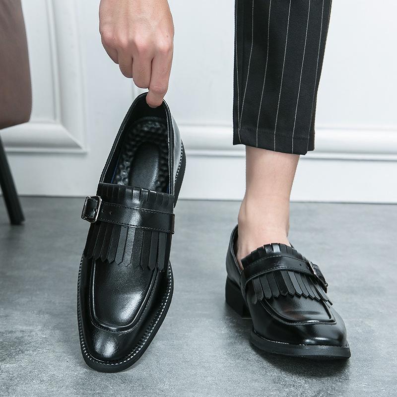 Men's Retro Tassel Loafers: Cross Buckle Slip-On British-Style Leather Shoes