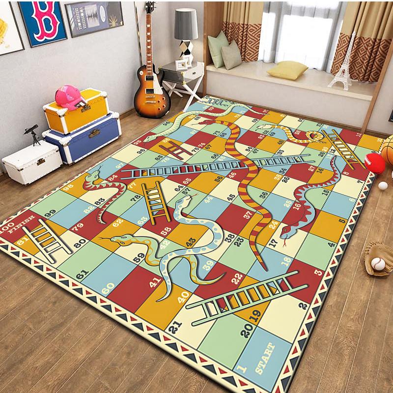 15 Size Snakes and Ladders Game Pattern Rug Carpets for Bedroom Living Room Mat Creative Door Mat Dressing Room Rugs Play Mats