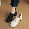 Fashion New Spring Autumn Split Leather Loafers Woman Shoes Chunky Heel Square Toe Platform Shoes for Women High Heels Women Pumps