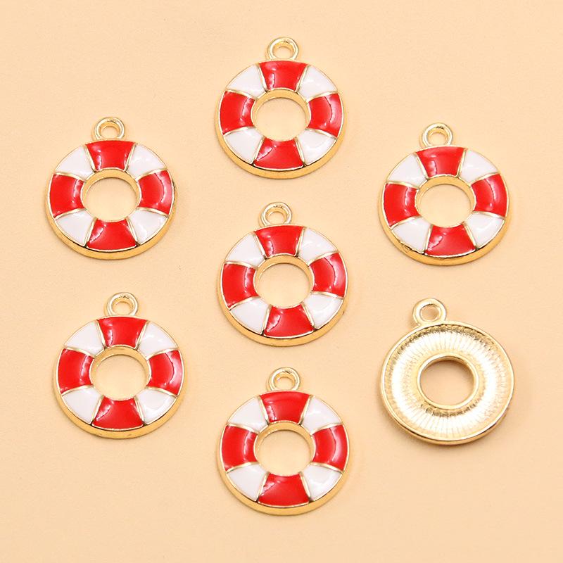 Nautical Series: 5 Alloy Enamel Pendants - Anchor, Lifebuoy, Sailboat for DIY Jewelry