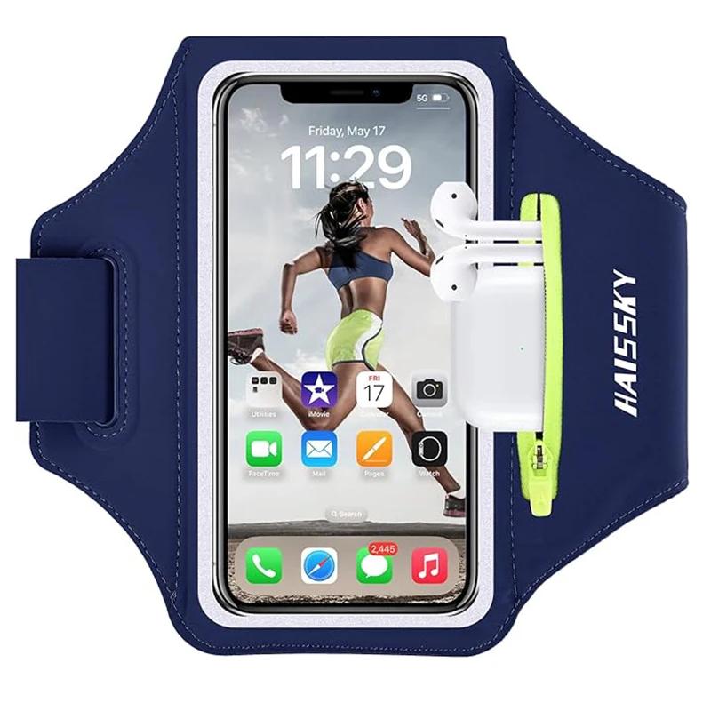 HAISSKY Ritszak Hardlopen Sport Armband Voor iPhone 17 16 15 Pro Max 14 Plus 13 Mannen Vrouwen Outdoor Touchscreen Riem Armtassen
