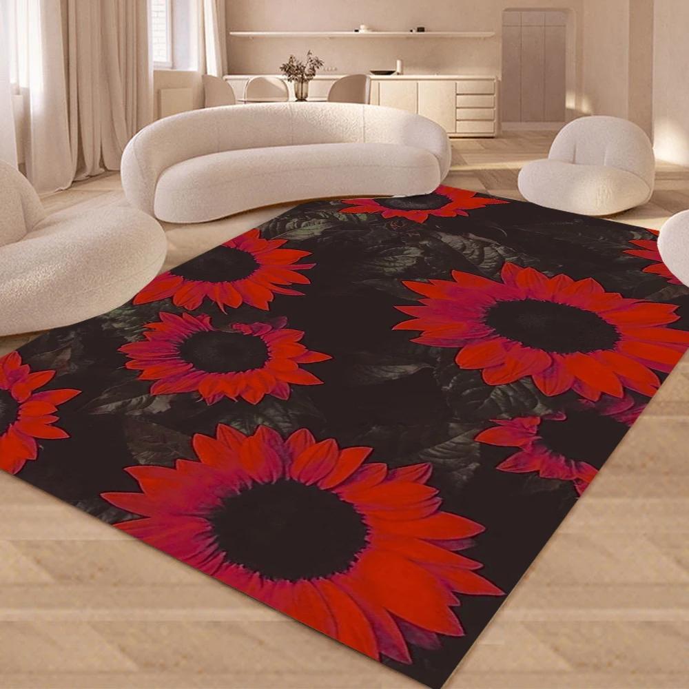 3D Nordic Flower, Daisy Area Rug,Carpet Rug for Living Room Bedroom Sofa Doormat Kitchen Decoration,Kids Play Non-slip Floor Mat