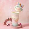 Carina Borraccia Unicorno Borraccia in Plastica con Cannuccia Stile Coreano Carina Estiva Fresca Tazza Ghiacciata per Latte Caffè Tazza da Tè