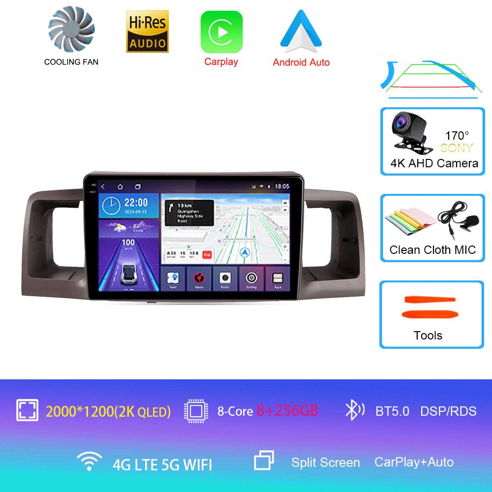 For Toyota Corolla E120 2000 - 2004 Car Radio Android 14 Carplay Multimedia Navigation Video DVD Autoradio Stereo 2din 4G+wifi