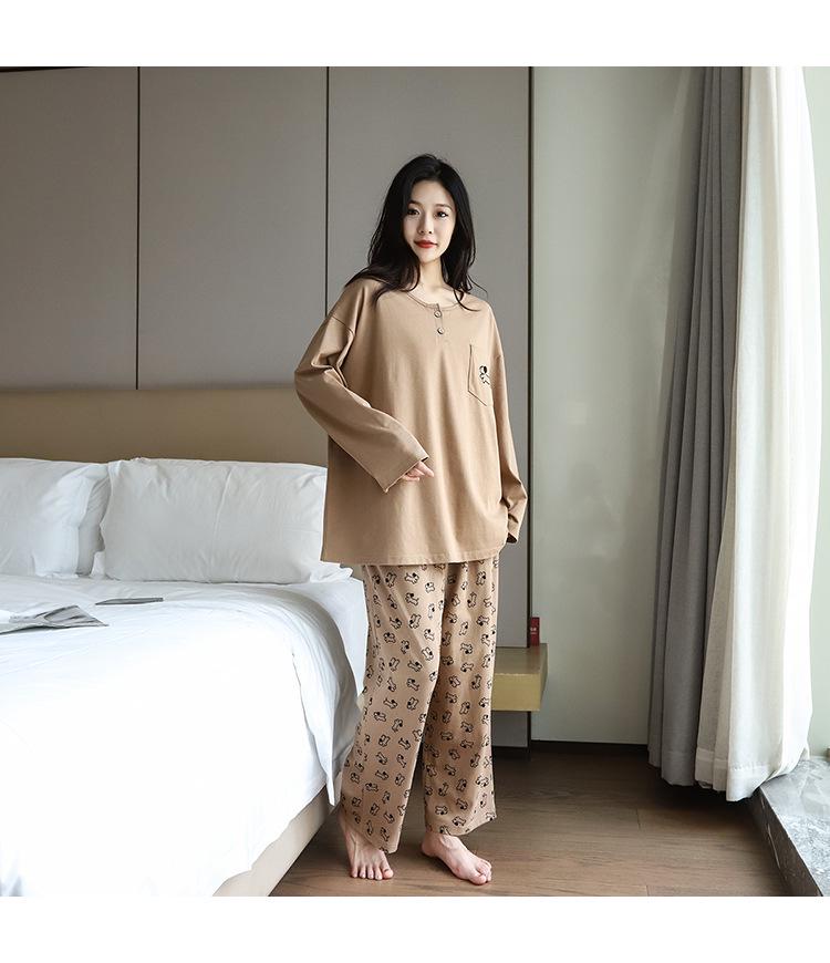 

Женский костюм большого размера с вышивкой, круглым вырезом и длинными рукавами для отдыха на открытом воздухе и дома 2024 года 3XL кофейный