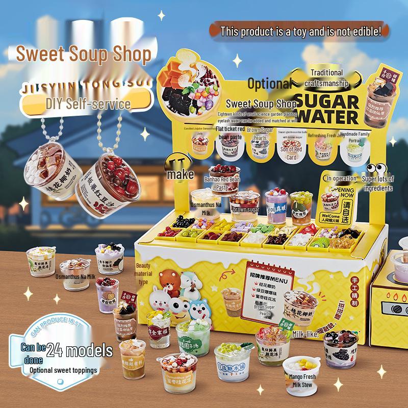 Xiao Ling DIY Mini Sweet Shop Food Toy Set: Handmade Cream Glue & Ornaments for Children.