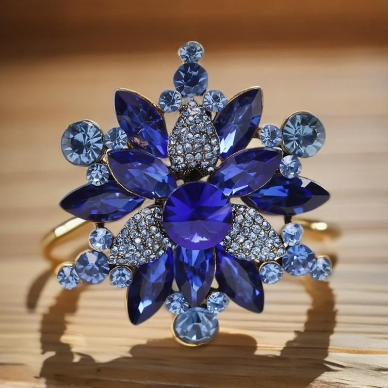 Crystals Flower Brooch For Women Elegant Party Wedding Accessories Portable Alloy Jewelry With Secure Clasp
