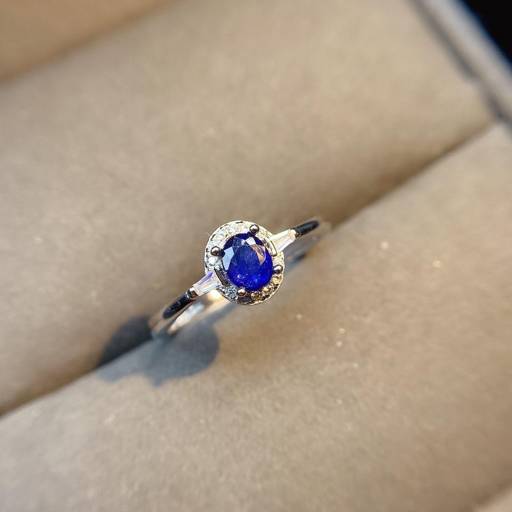 Open Ring Royal Blue Gemstone Adjustable Women Fashion Minimalist Jewelry