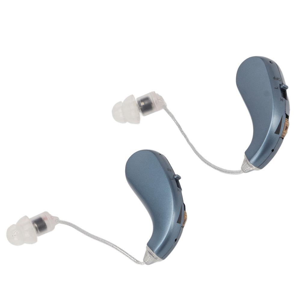 2PCS Digital Sound Enhancer Rechargeable Sound Hearing Device with Noise Cancelling for Seniors Adults Hearing Loss Blue