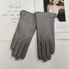 Ladies Sheepskin Gloves Classic Solid Color Versatile Leather Spring Knit Lining Cycling Driving Gloves Autumn