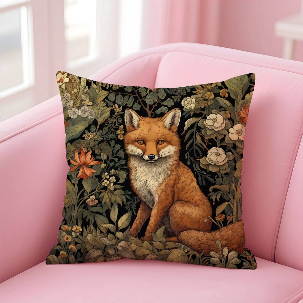 William Morris Art Fox Pillow Case pattern printing pillowcase living room sofa cushion cover bedroom room decor
