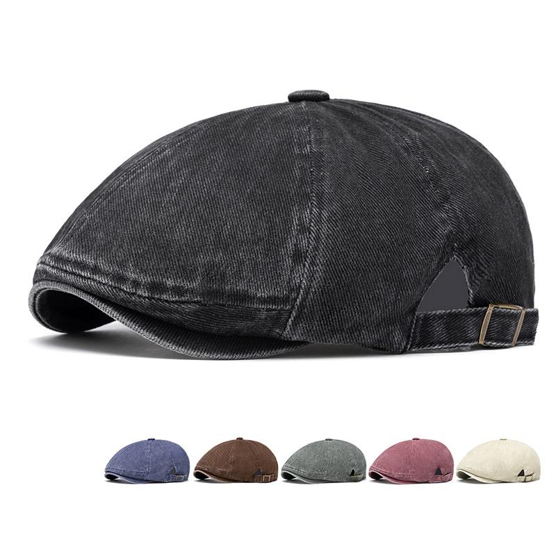 

Newsboy Hat Women s Solid Color Vintage Octagonal Cap Men s Cap чёрный