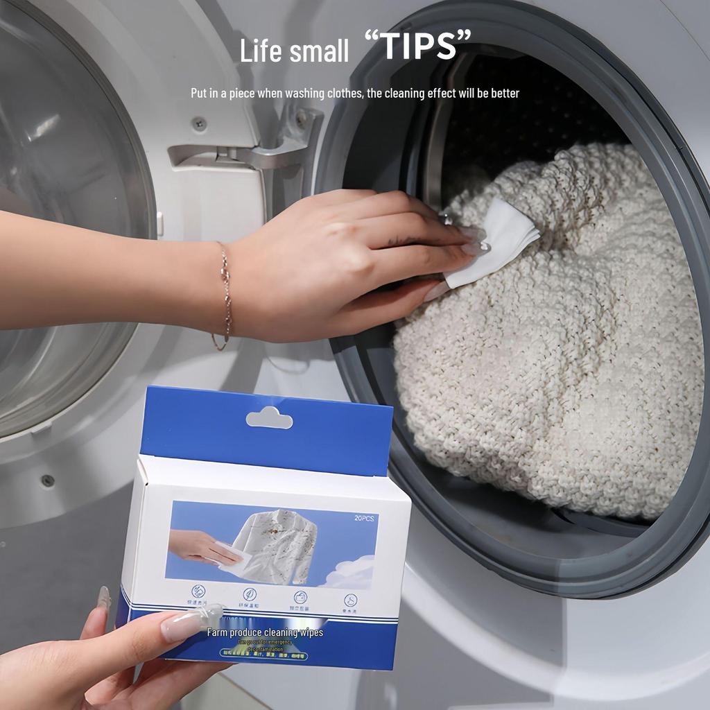 Stain Remover Wipes: Portable, Disposable, No-Wash, No-Brush Cleaner for Clothing and Fruit Stains.