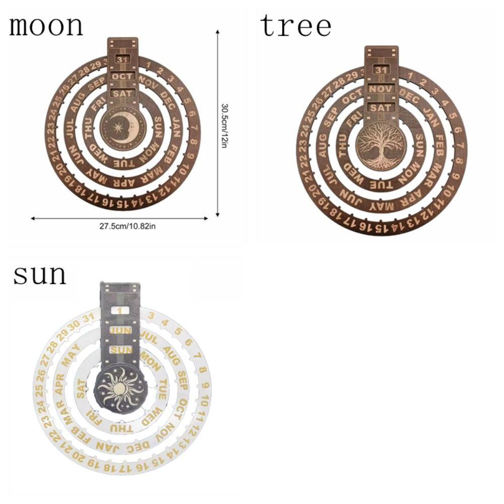 Stylish Rotating Calendar Retro Hanging Calendar Silent Operation Perpetual Calendar Indoor