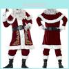 Luxusní sametový oblek Santa Clause pro vánoční oslavy a cosplay party