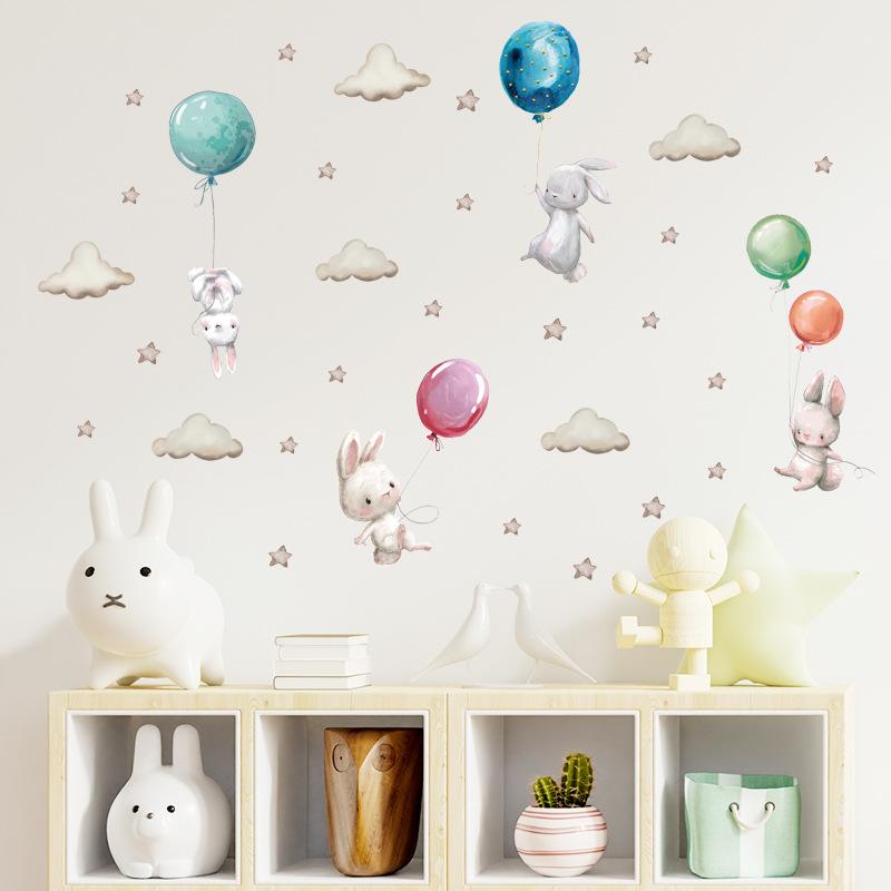Colorful Flower Pendant Lamp Bird Wall Sticker For Bedroom Living Room Entrance Home Background Decoration Self-adhesive 29*22CM