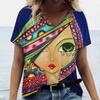 Facial Printed T-shirt Short Sleeved Top Casual Street Women's T-shirts