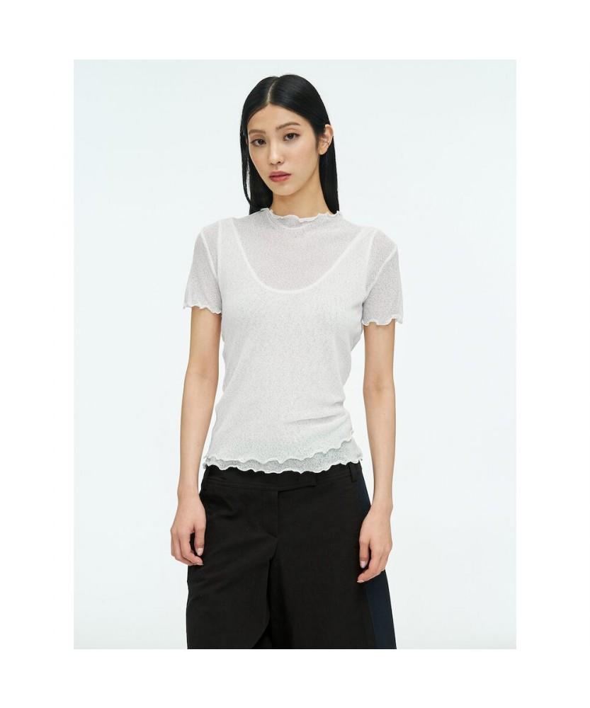 Anggae Two Layered Net T-Shirt White
