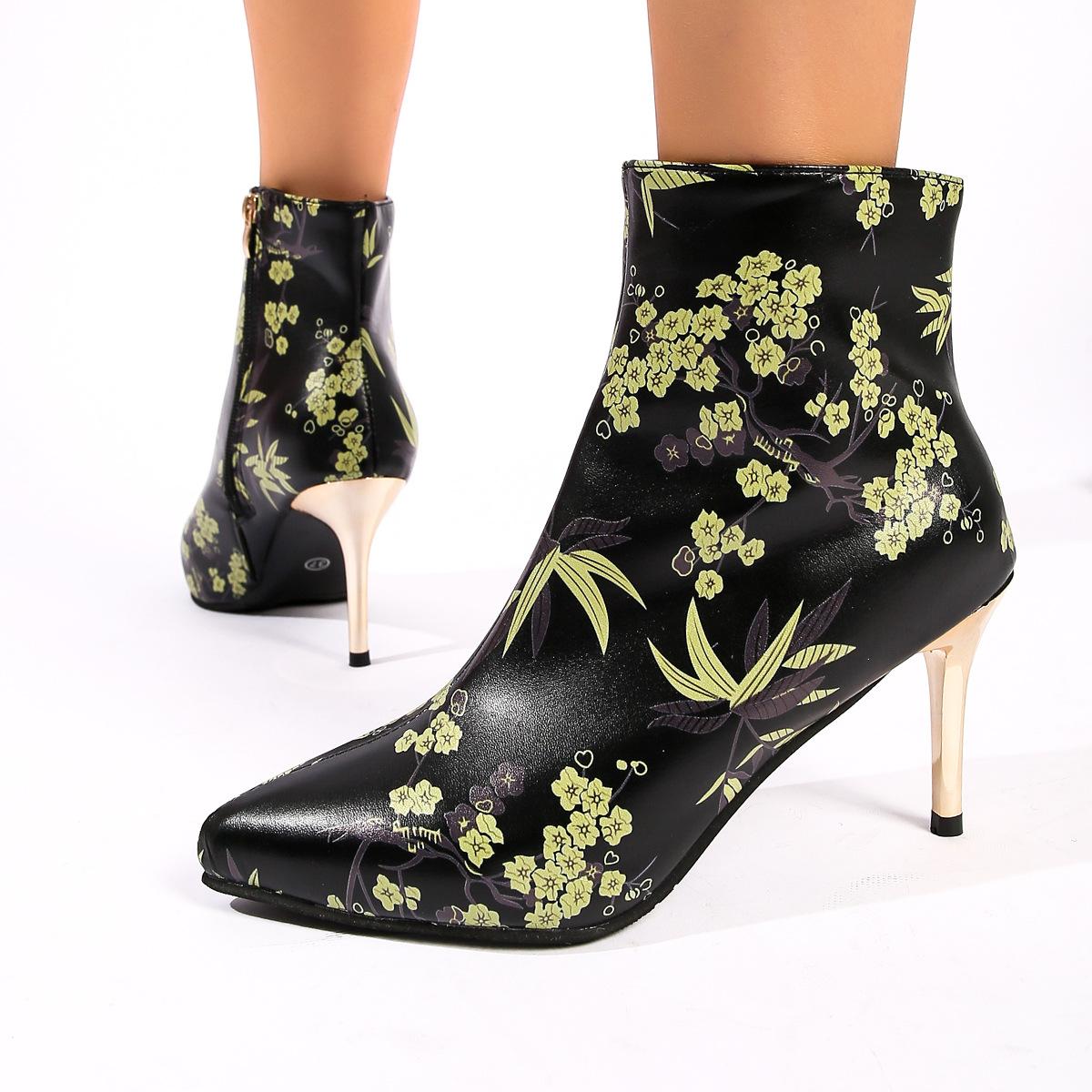 

2024 Новые женские ботинки из кожи в винтажном стиле Socofy, женские ботинки с ретро-принтом и мягкой молнией на щиколотке, женские ботинки Botines Mujer 36 чёрный