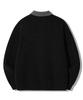 TRILLION Color Work Collar Zip-Up Knit Jacket [Black]