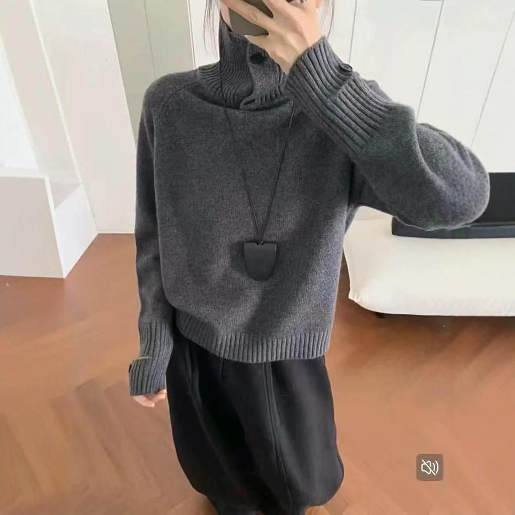 Women's 2023 Autumn Korean Style High Neck Knit Sweater