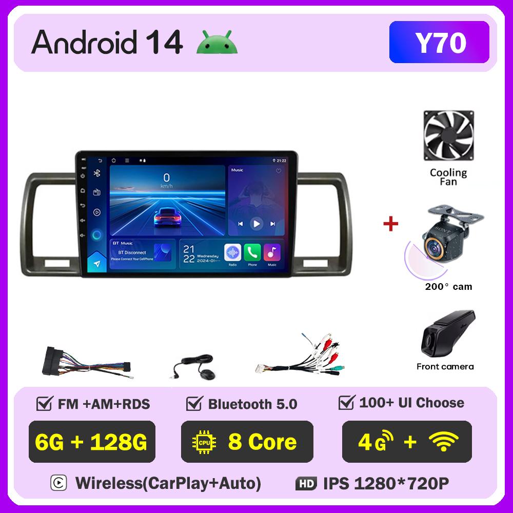 Car Multimedia Player For Toyota Hiace 2010 2011 2013-2018 Car Radio Player Intelligent Car Systems GPS Navigation Android 14