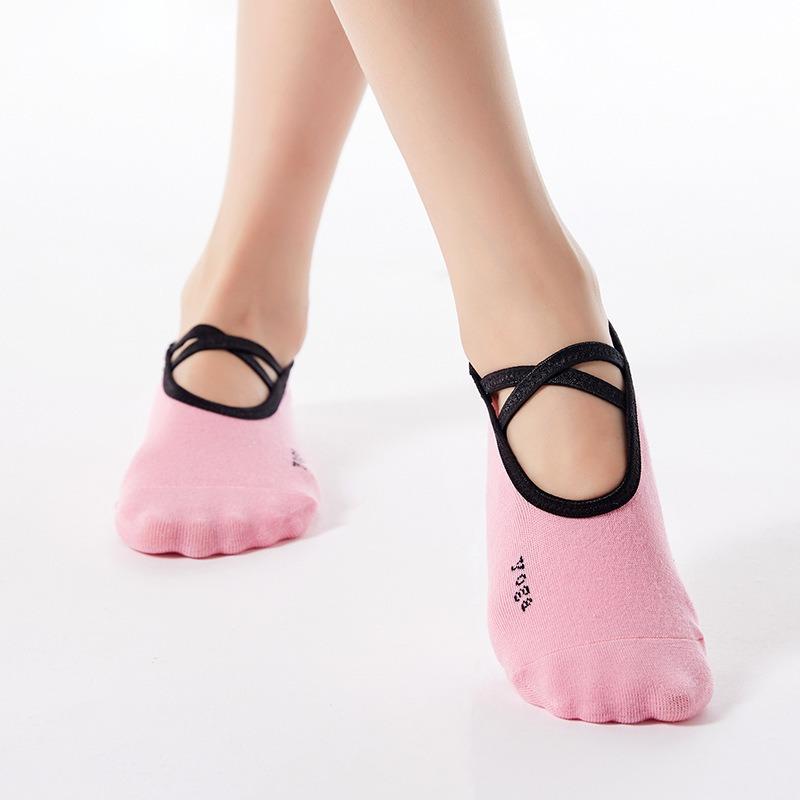 

Женские весенне-летние носки для йоги, танцев, фитнеса, упражнений, пилатеса, нескользящие, с открытой стопой, для помещений 1 pair розовый