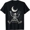 Maan Skelet Rock On Hand Spookachtige Halloween Rockconcerten T-shirt