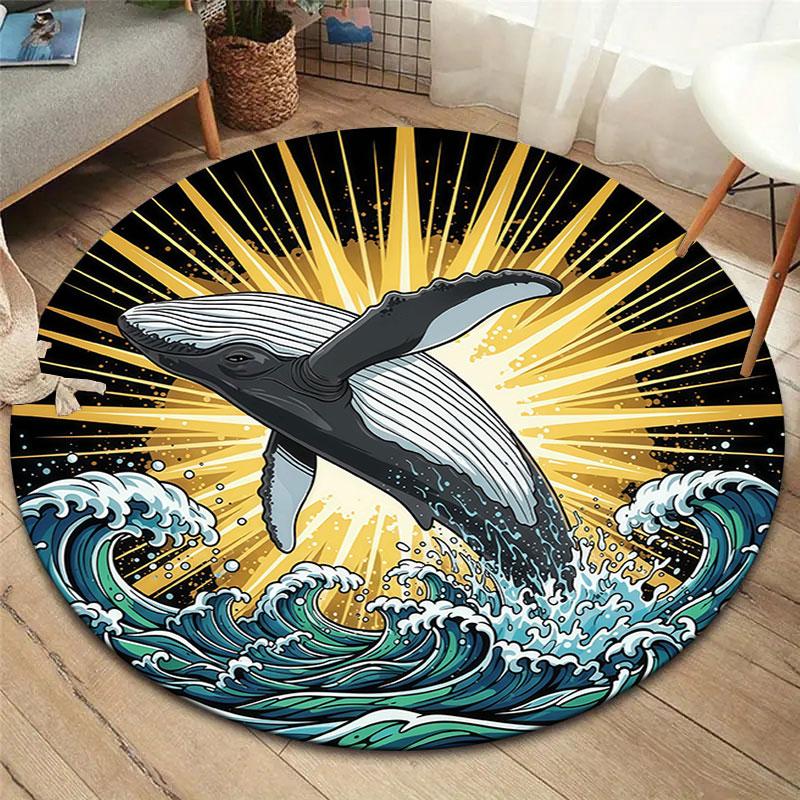 Marinelife Round Area Rug,Carpet Rug for Living Room Bedroom Sofa Playroom Decor,Non slip Floor Mat