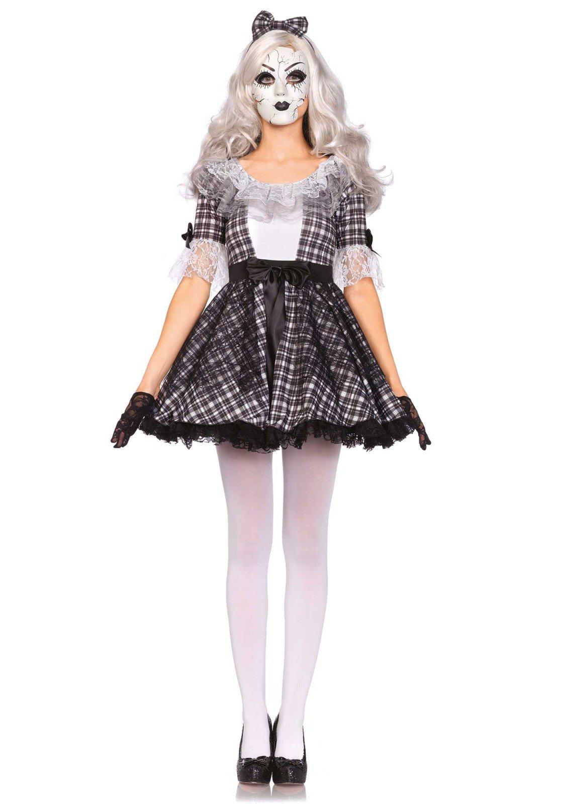 

LEG AVENUE Pretty Porcelain Doll Lace Ribbon and Face Mask Size 85511 Dress, Headband, Set, Small, Black/White,