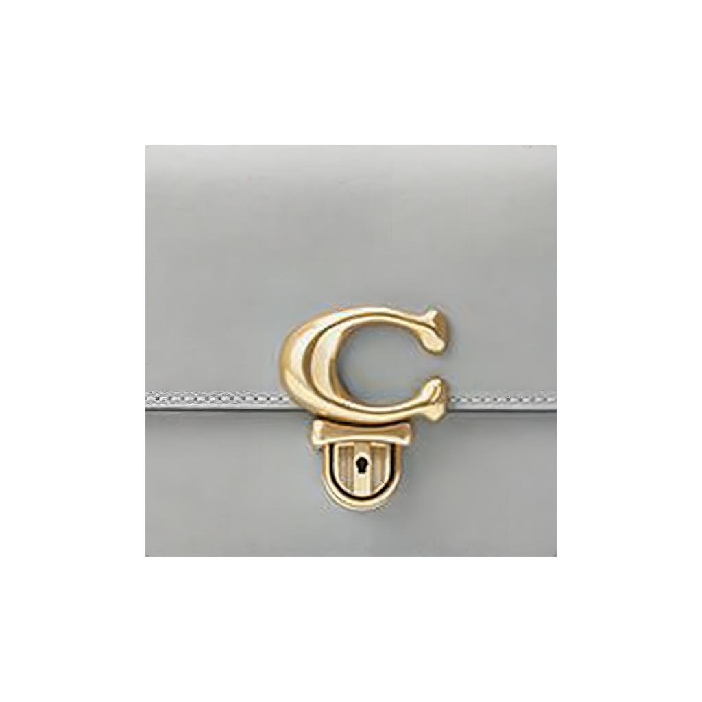 Coach Studio 19 Solid Color Gold Buckle Logo Flap Adjustable Shoulder Strap Leather Crossbody Bag Small Women Crossbody Bag Gray C7936-B4DOY