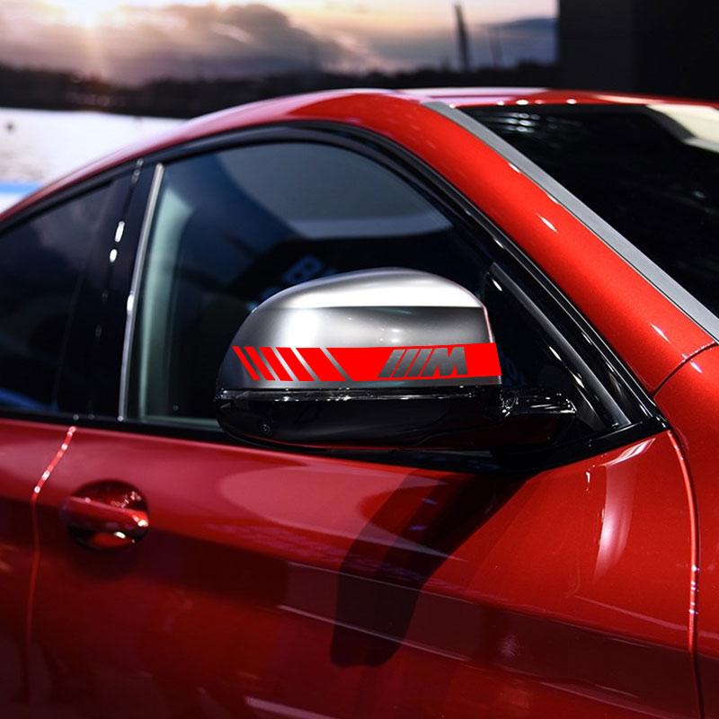 2Pcs Car Stripe Stickers Rearview Mirror Reflective Vinyl Decals Decoration For BMW M E34 E36 E60 E90 E46 E39 E70 F10 F20 F30 X5 X6 X1 M3 M5 M6 E71