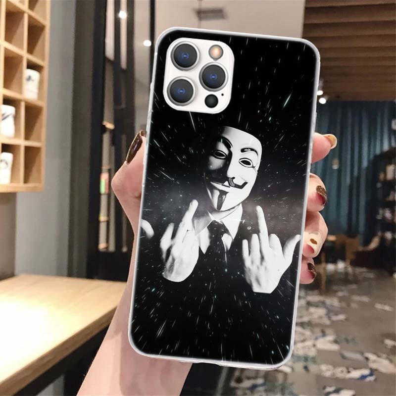 Anonymous V for Vendetta Mask Soft Phone Case For iPhone 17 Air 16 16E 15 14 Plus 13 Mini 12 11 Pro Max X XR XS 7 8 + SE 2020 Pa
