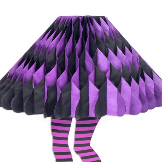 Witch Leg Halloween Decor Black & White Striped Hanging Ornaments with Purple Shoes Creepy Party Ceiling Decorations
