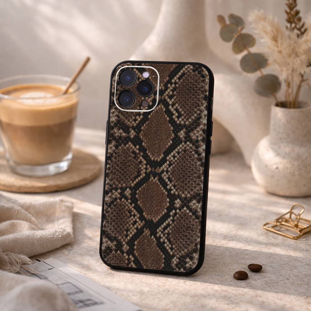 Snake S-Skin P-Pattern Phone Case For iPhone17,16,15,14,13,12Plus,Pro Max,XS,5G Soft Silicone Black Cover iPhone16