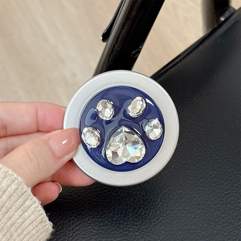 Round Solid Color Small Fresh Magnetic Attraction Suitable For Magsafe Mobile Phone Airbag Bracket Rhinestone Creative Cat Claw Telescopic