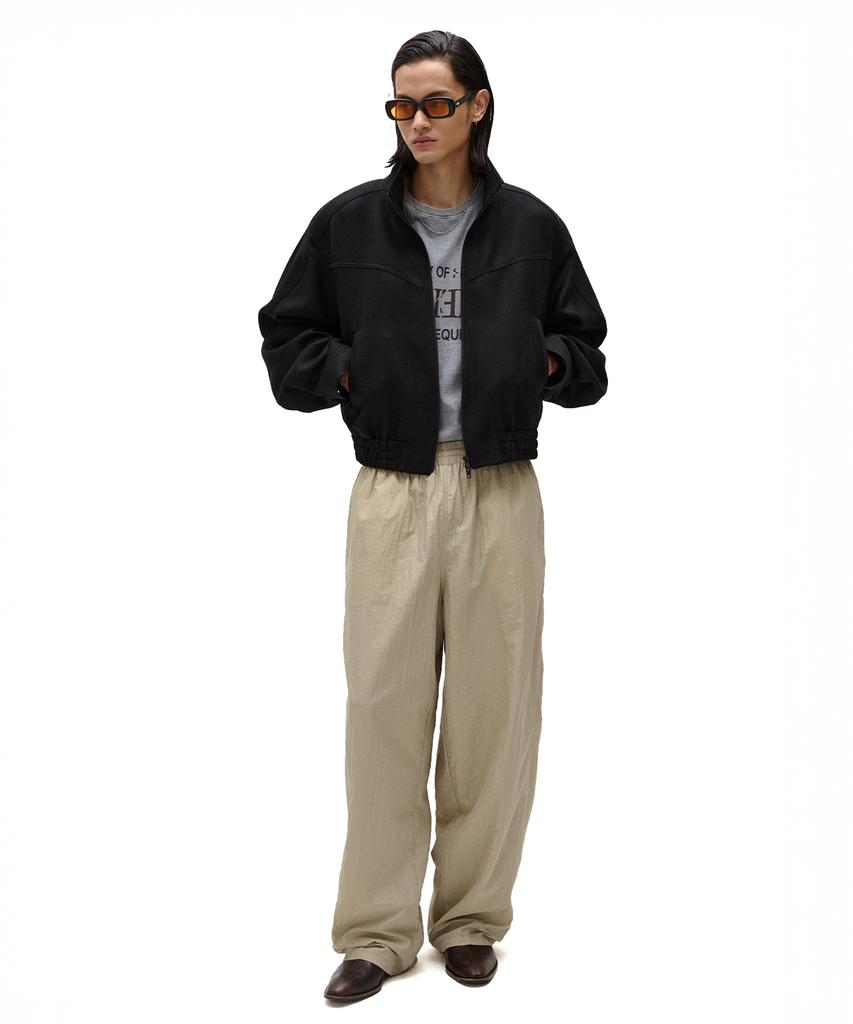 LMOOD Serno Nylon Wide Track Pants Beige